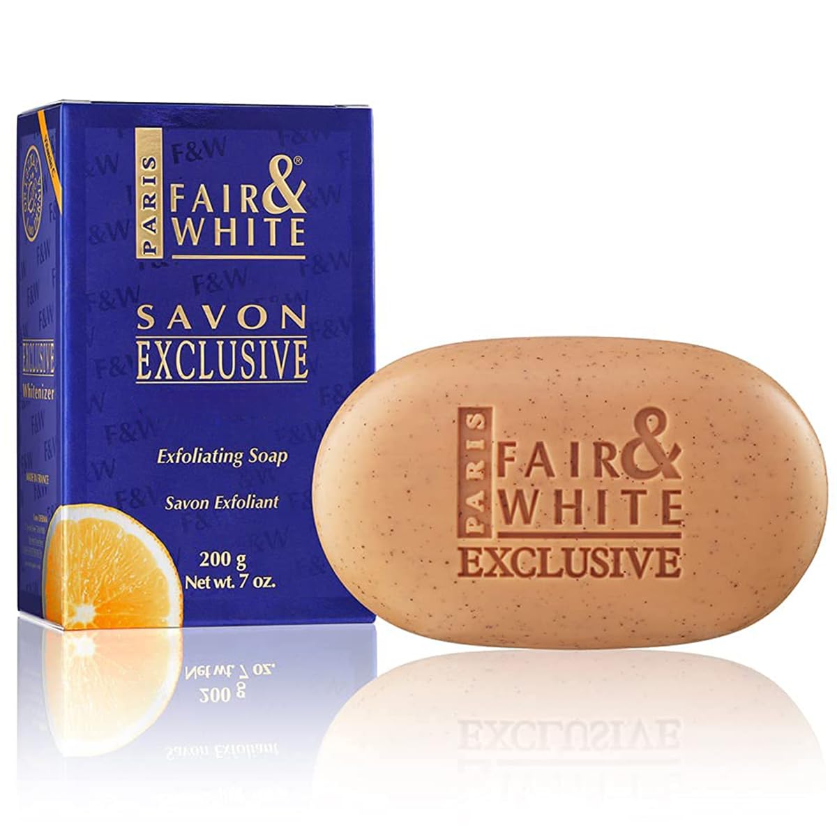 FAIR & WHITE soap front packaging showing brightening bar and benefits