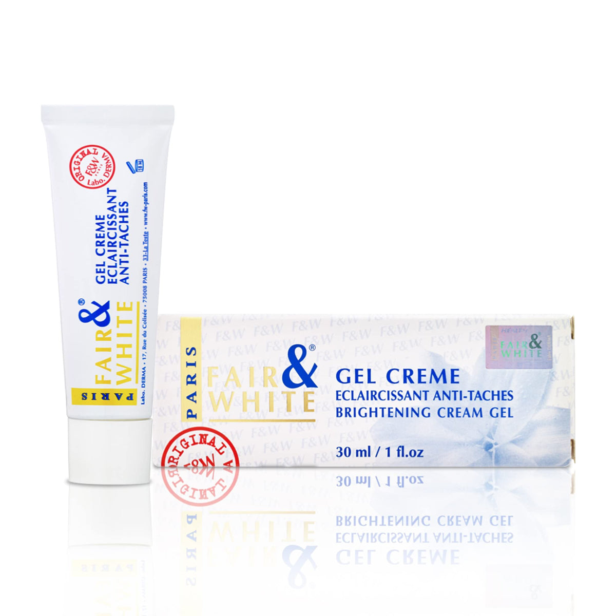 FAIR & WHITE front packaging 30ml showing compact tube for travel convenience