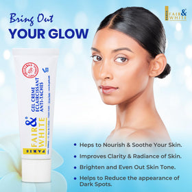 FAIR & WHITE gel cream texture close-up showing lightweight absorbent gel