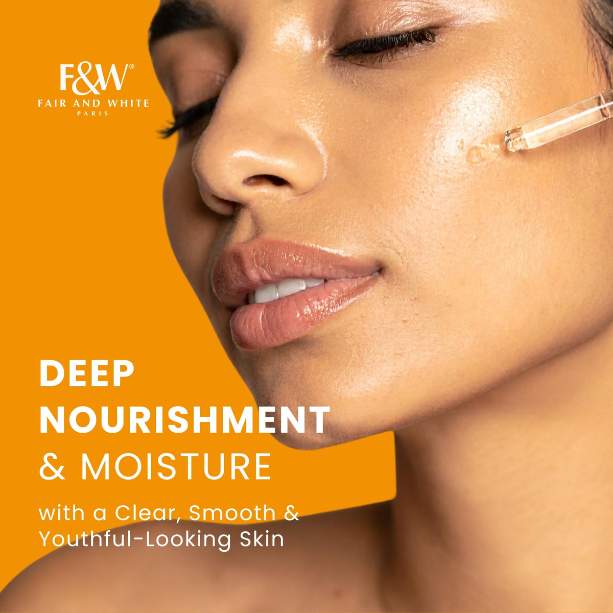 FAIR & WHITE in-hand scale shot showing 30ml bottle size and travel-friendly benefit