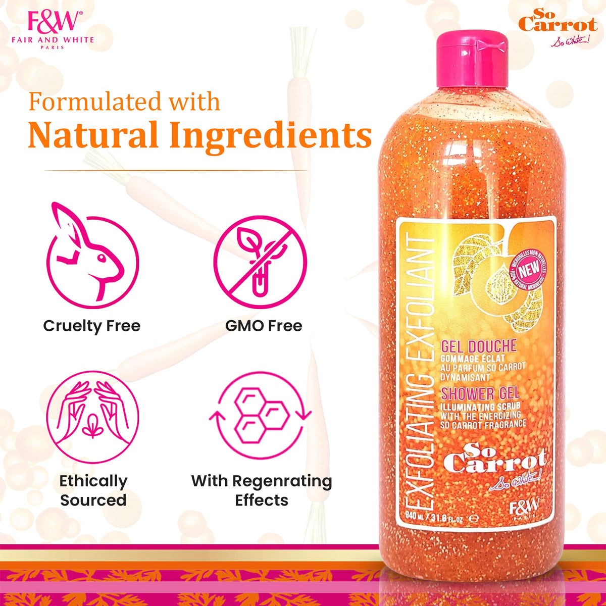 FAIR & WHITE product in bathroom setting conveying a refreshing shower ritual
