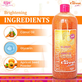 FAIR & WHITE pouring gel texture close-up, shows creamy exfoliating formula