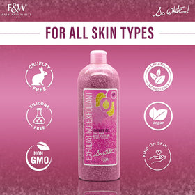 FAIR & WHITE bottle next to everyday items showing 940ml value and longevity