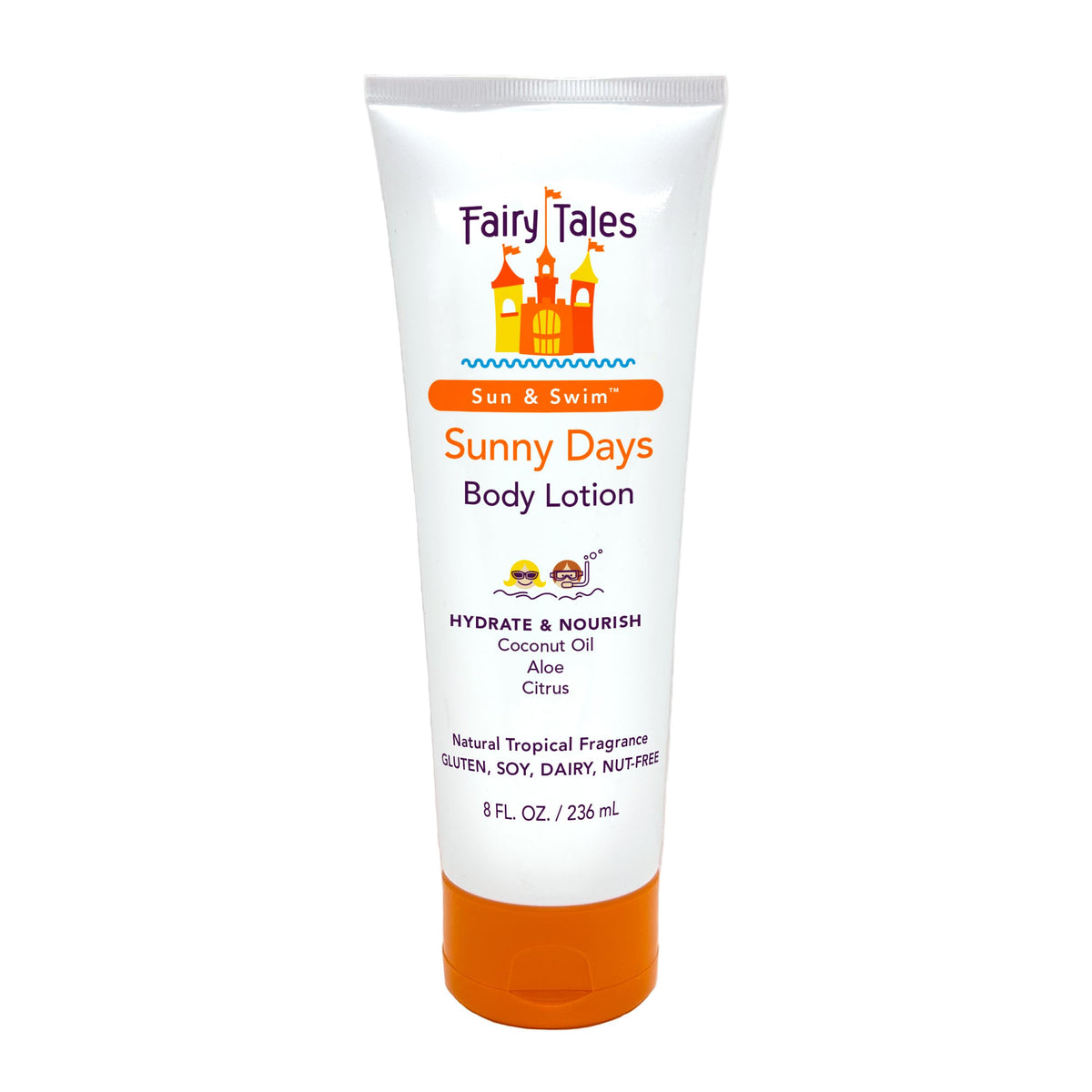 Fairy Tales bottle front packaging showing product benefits and kid-friendly design