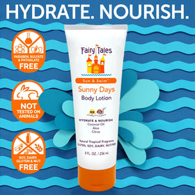 Fairy Tales applied to child’s arms after swimming for soothing hydration
