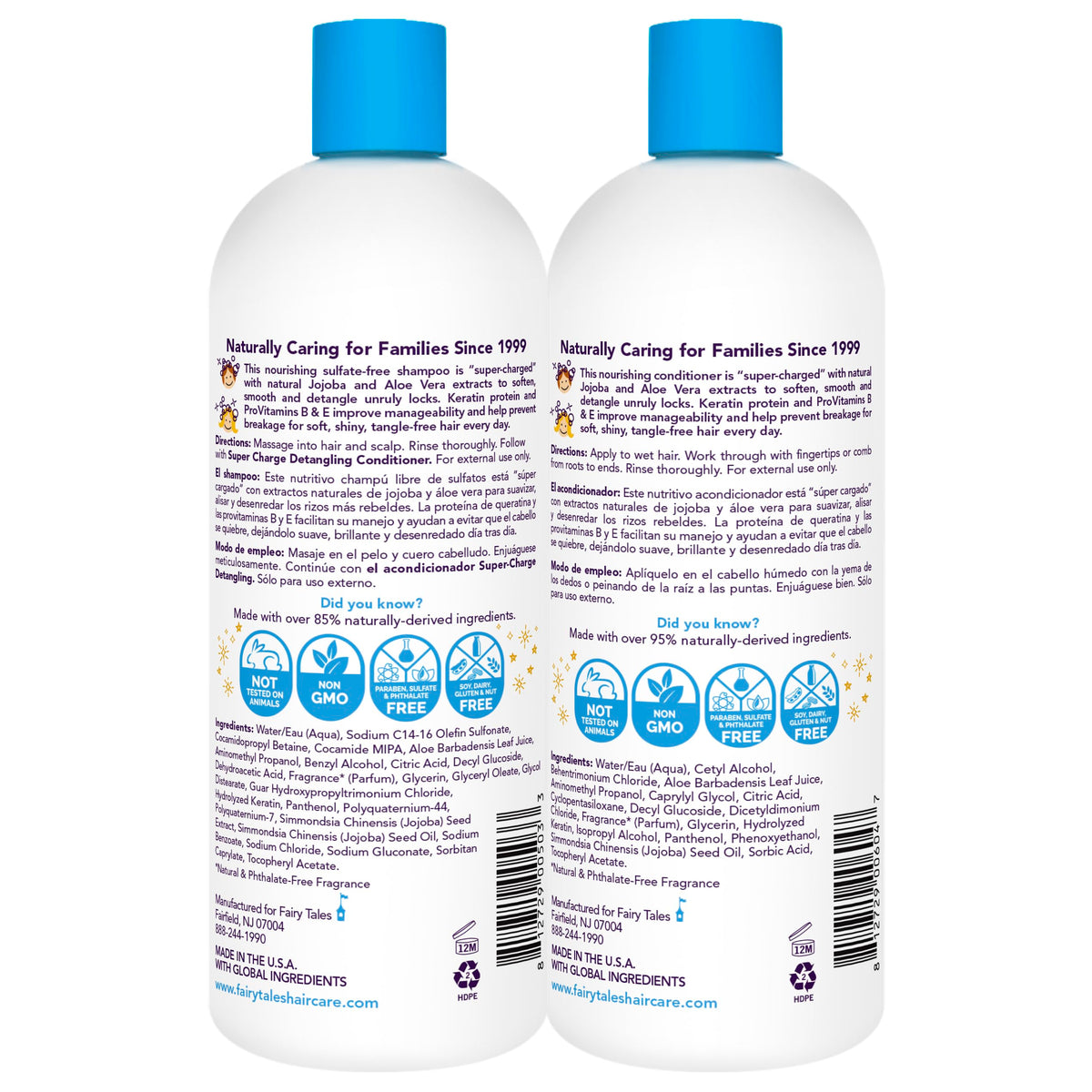Fairy Tales conditioner pump close-up demonstrating easy dispensing and safety