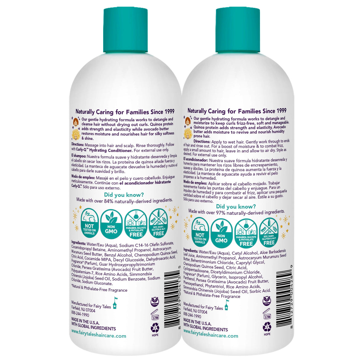 Fairy Tales label close-up highlighting ingredients and kid-friendly formulation benefits