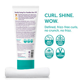 Fairy Tales Curly Q cream texture closeup highlights lightweight spreadability