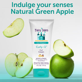 Fairy Tales Curly Q applied on child hair demonstrates frizz control benefit