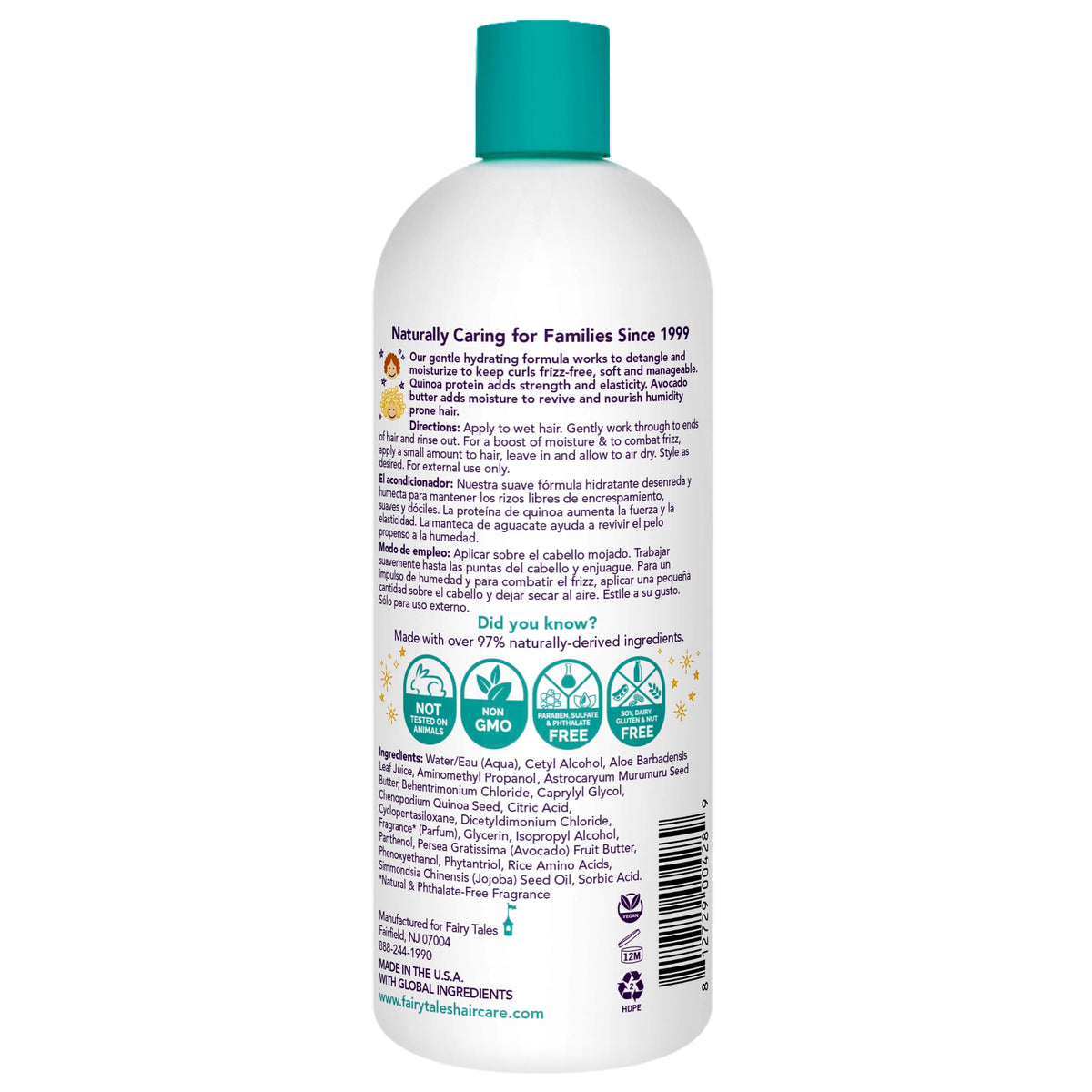 Fairy Tales label and pump close-up highlighting natural ingredient list