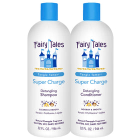 Fairy Tales front packaging showing full 32oz tangle tamer set and benefits
