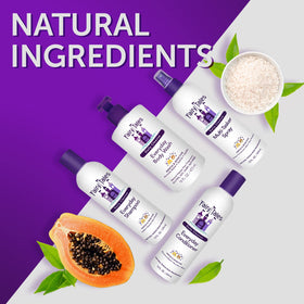 Fairy Tales ingredients display with murumuru and avocado butters benefit