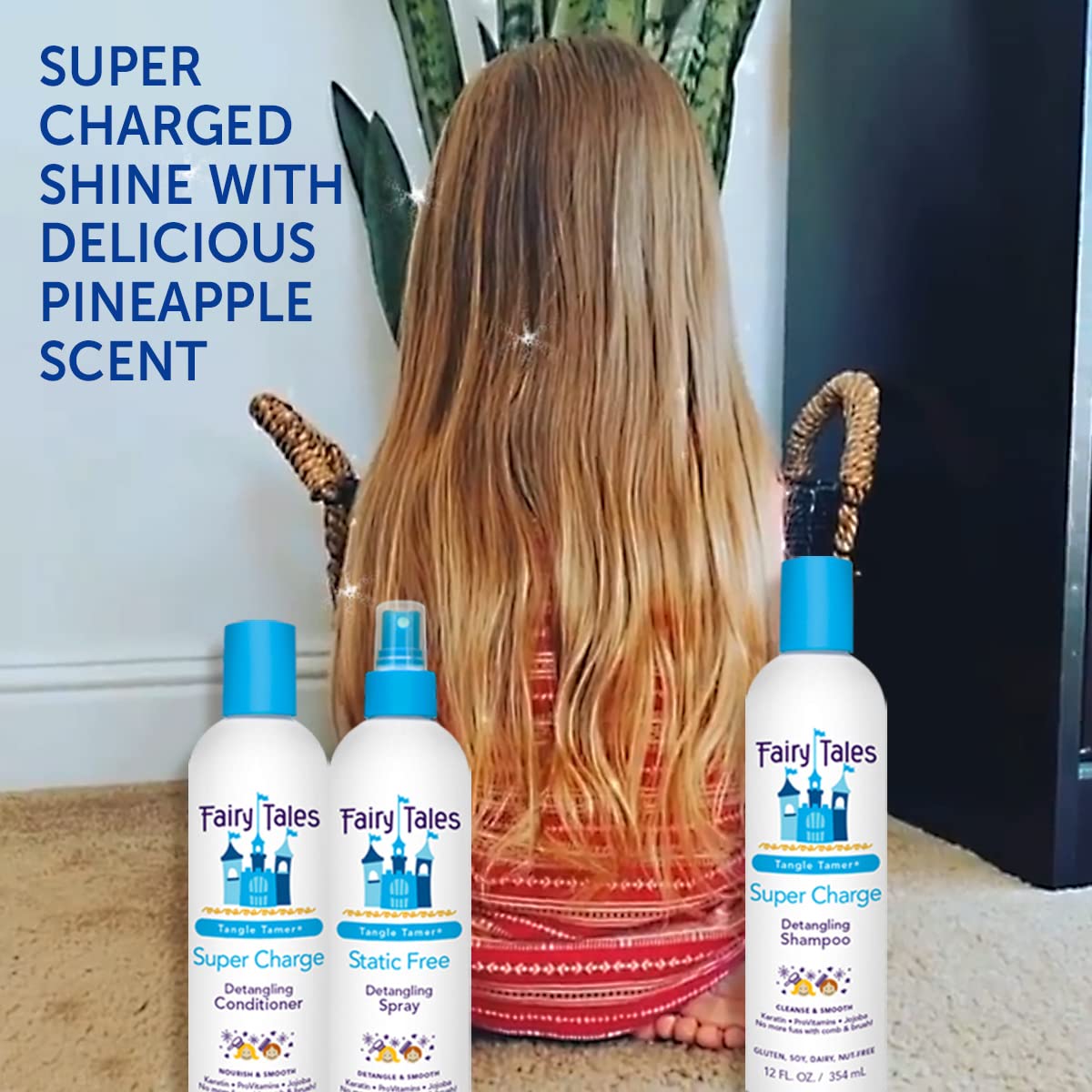 Child having hair brushed using Fairy Tales products showing calmer wash times