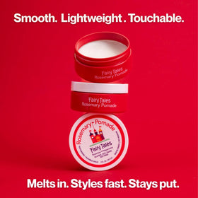 Fairy Tales pomade being applied on hands showing easy, non-greasy application