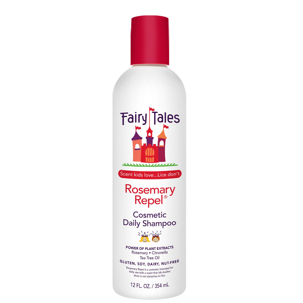 Fairy Tales front bottle showing label and 12 fl oz size benefit