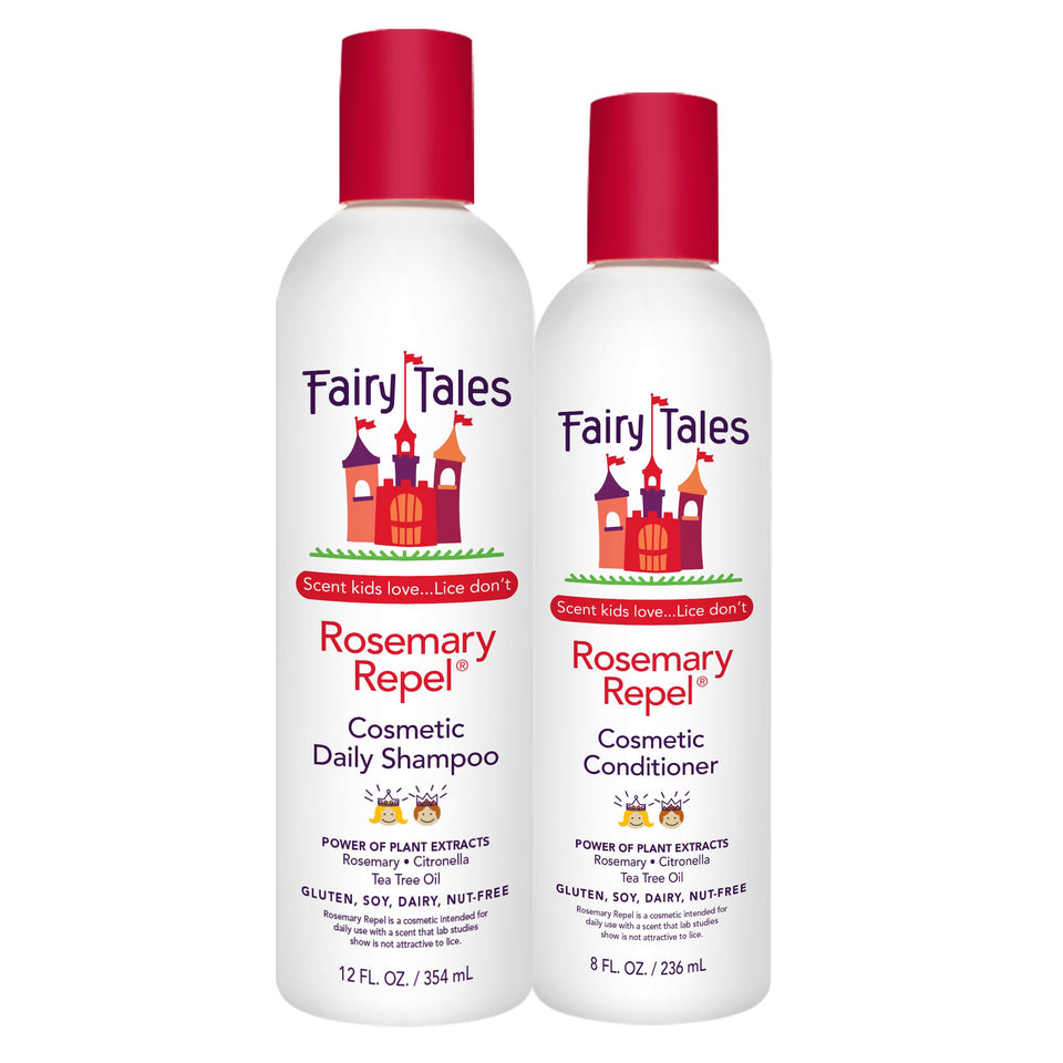 Fairy Tales front packaging showing the shampoo and conditioner duo and benefits