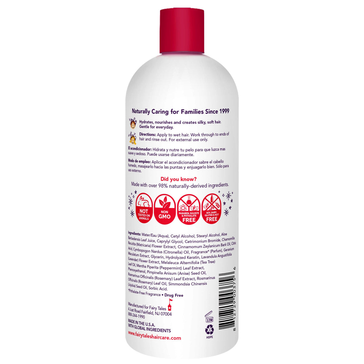 Fairy Tales conditioner texture poured from bottle showing creamy slip benefit