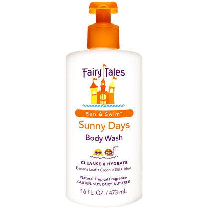 Fairy Tales front packaging showing 16oz bottle and tropical scent benefit