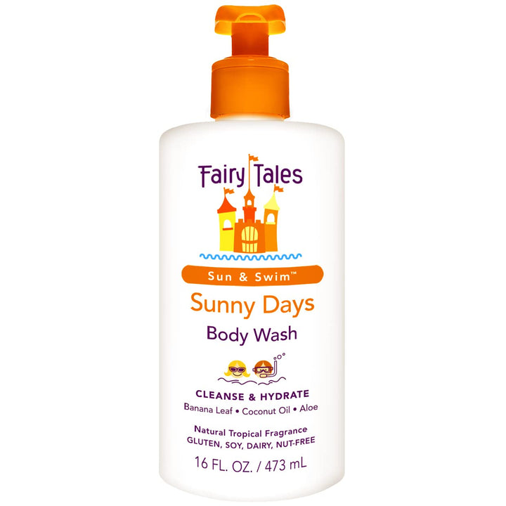 Fairy Tales front packaging showing 16oz bottle and tropical scent benefit