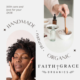 Faith and Grace Organics cream being applied to hand for targeted hydration
