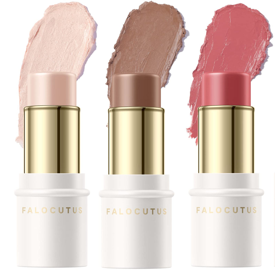 Falocutus front packaging trio showing contour blush highlighter, easy selection