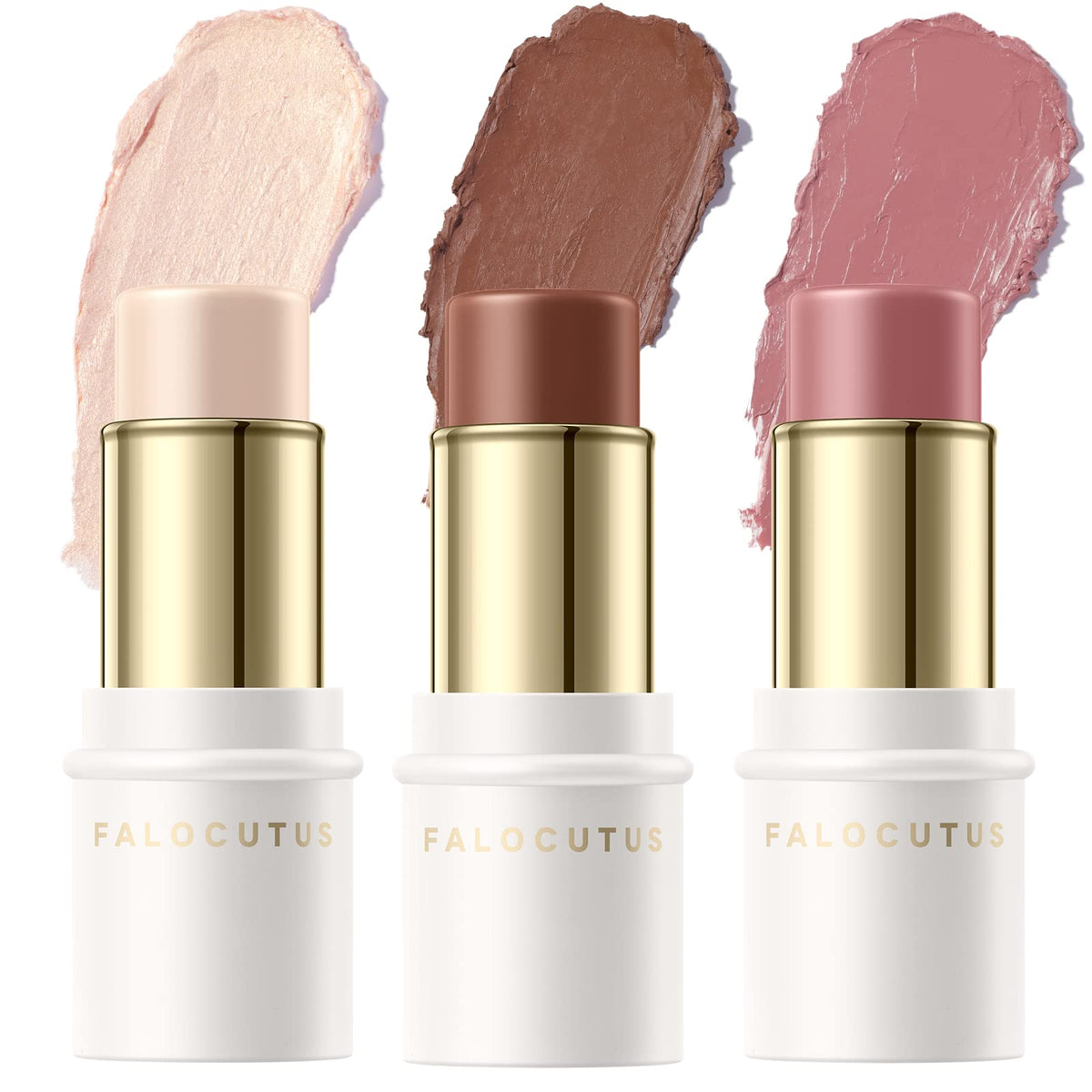 FALOCUTUS front packaging showing three contour sticks and clear benefit portability