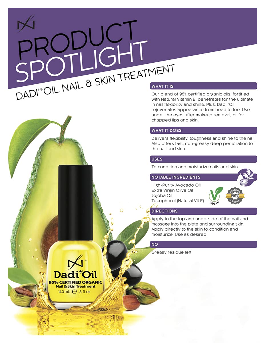 Famous Names Dadi Nail Cuticle Skin Oil 15ml bottle next to coin illustrating travel-friendly size