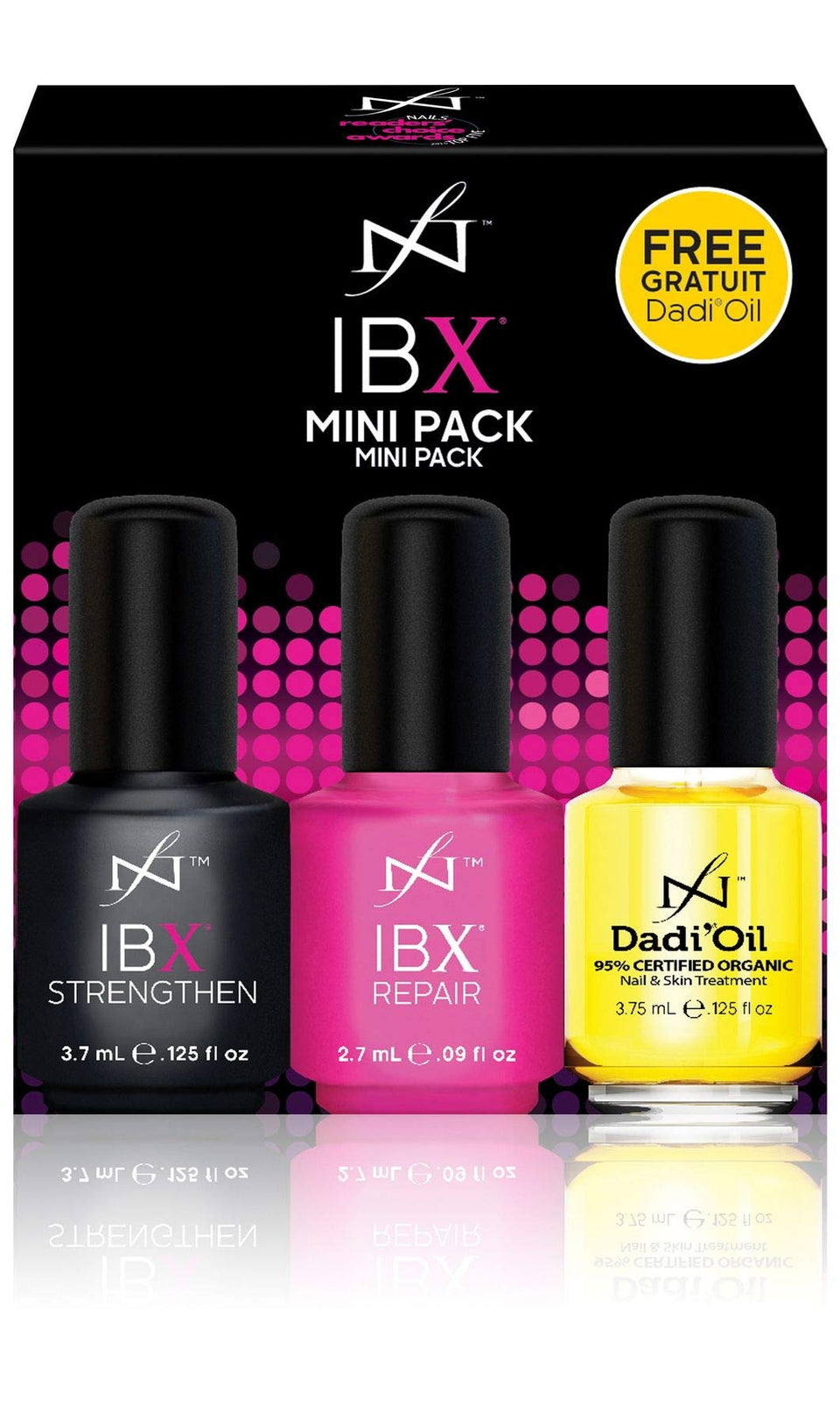 Famous Names IBX Duo Mini front packaging showing compact repair and strengthen kit benefit portability