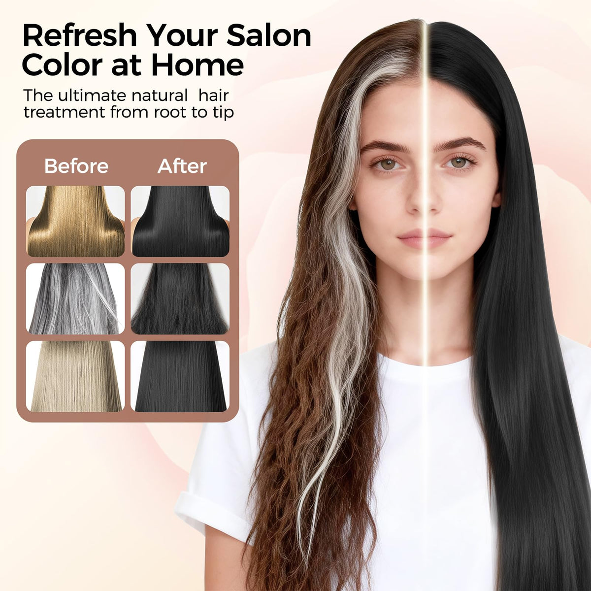 Famyu before and after root coverage showing fuller dark hair