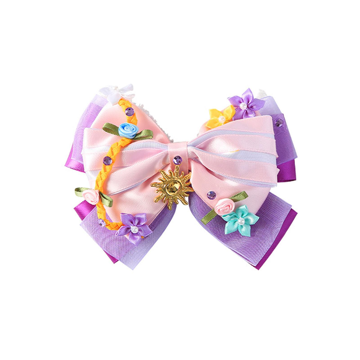 Fancheer purple bow front view shows cute princess style and easy wear