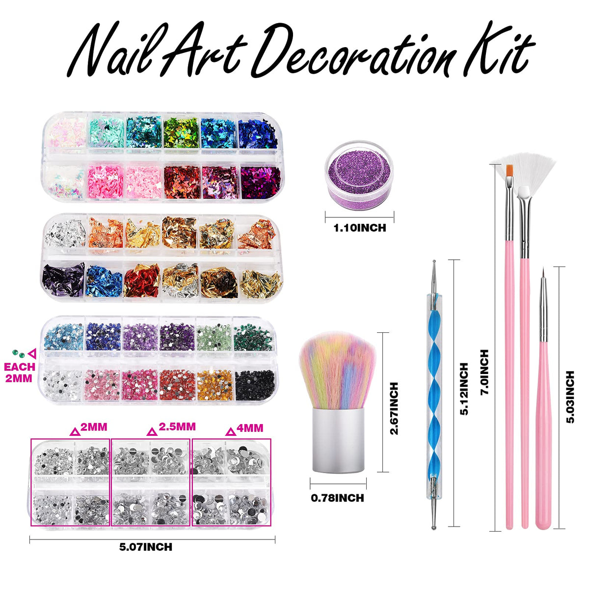 Fandamei brushes and dotting tools close-up for precise nail design