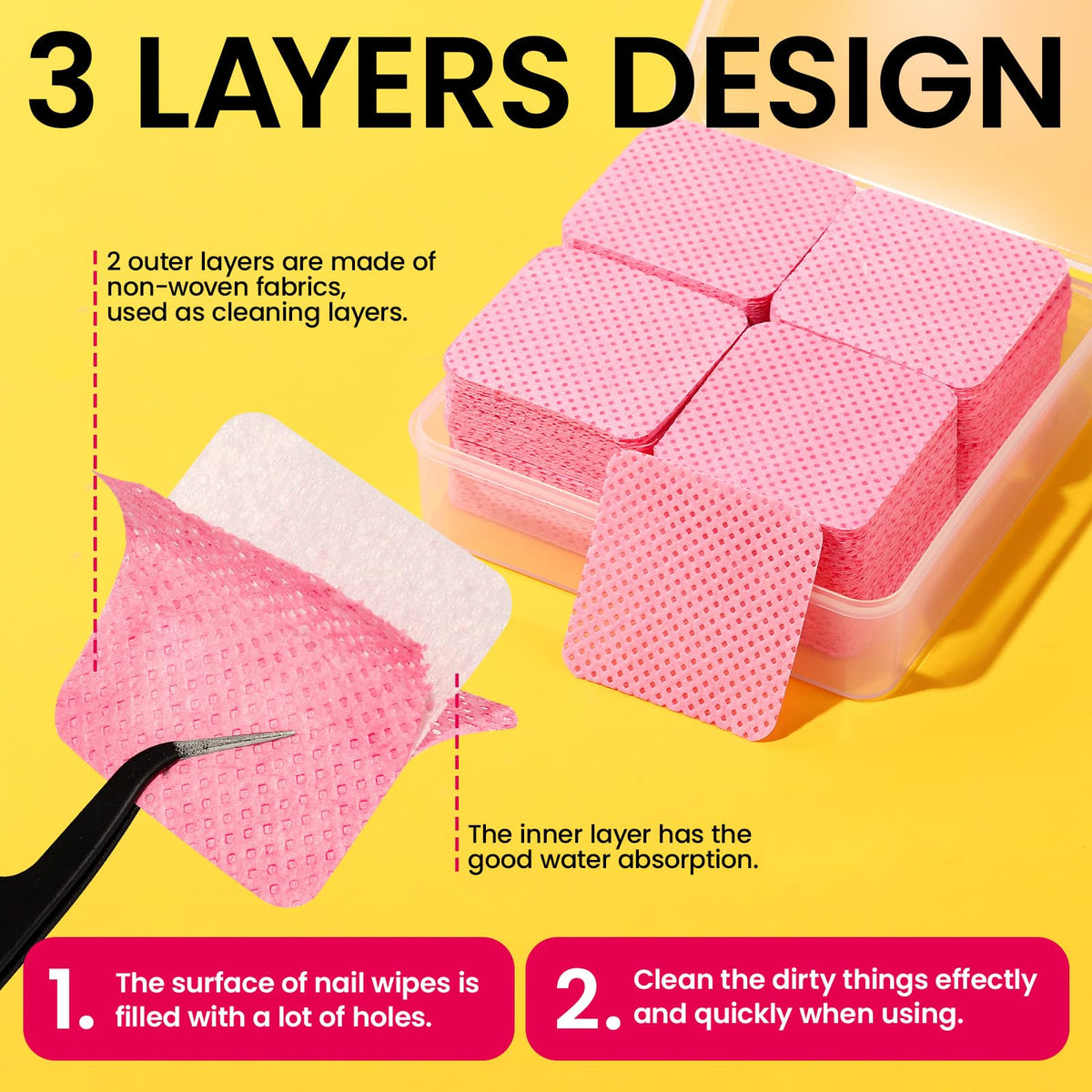 Fandamei clips in use holding acetone wipes securely for safe soak