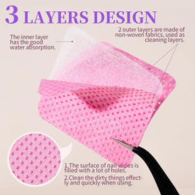 Fandamei close-up texture of three-layer fabric demonstrating absorbency and fiber-free wipe