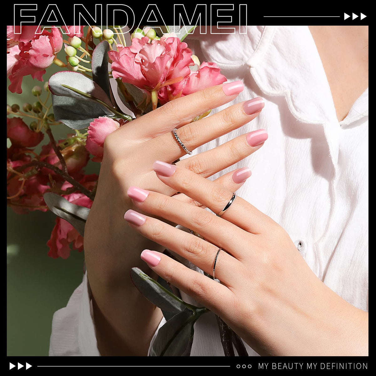 Fandamei close-up of a short round nail tip showing smooth glossy finish and durability