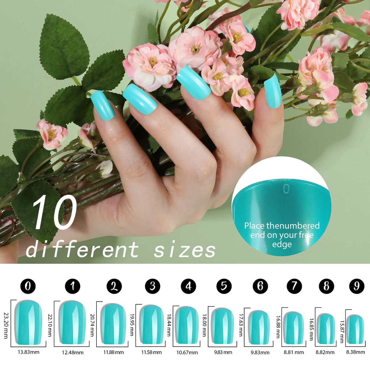 Fandamei colorful nails fanned out to show glossy finish and matching outfit versatility