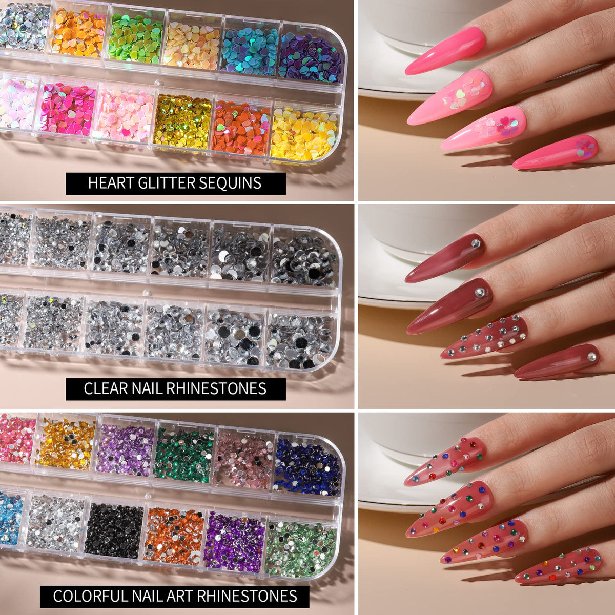 Fandamei fine glitter jars in twelve colors for smooth, reflective finishes