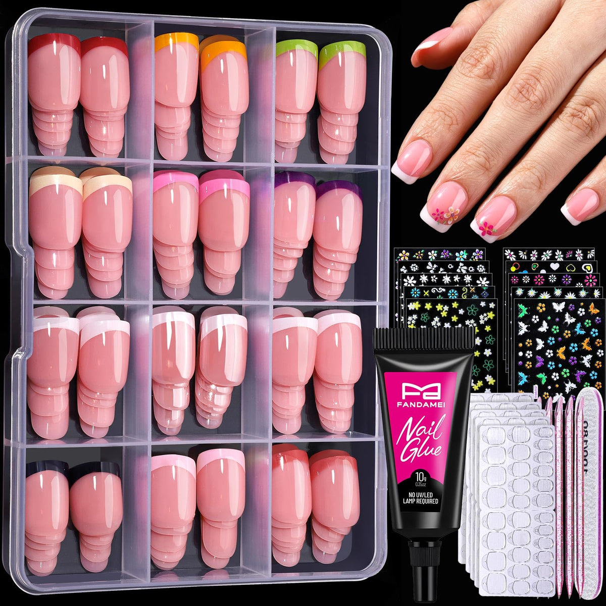 Fandamei front packaging showing full 288pcs kit and included tools for convenience