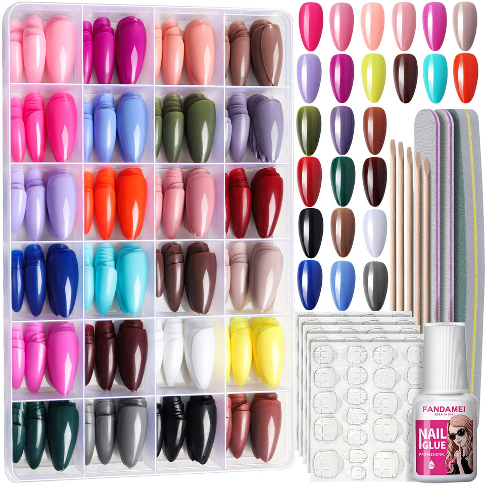 Fandamei front packaging showing 24 glossy almond colors for versatile styling