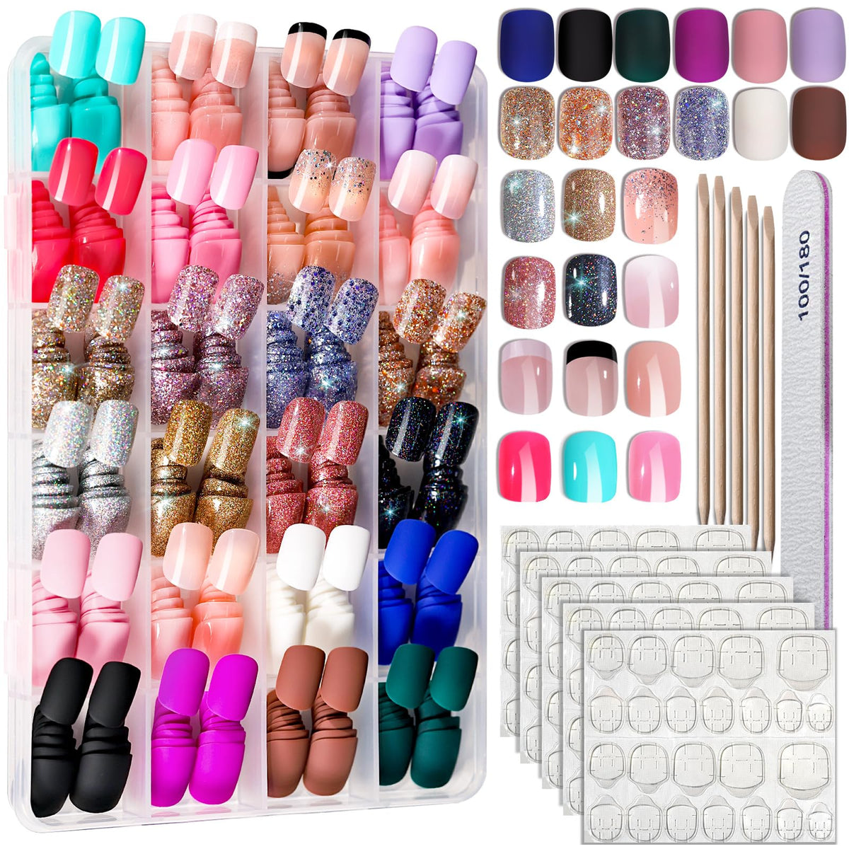 Fandamei front packaging showing full 576-piece kit and color variety, ideal for versatile manicures