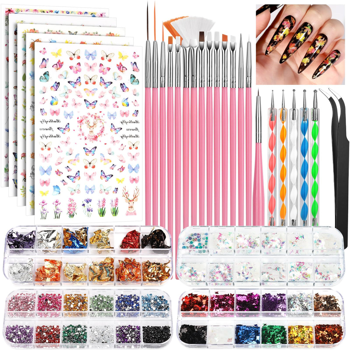 Fandamei front packaging of the full nail art kit showing contents and benefits