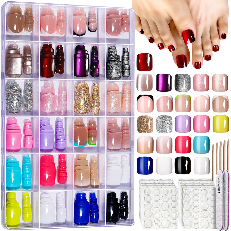 Fandamei front packaging showing 24-color toenail kit and benefits organized