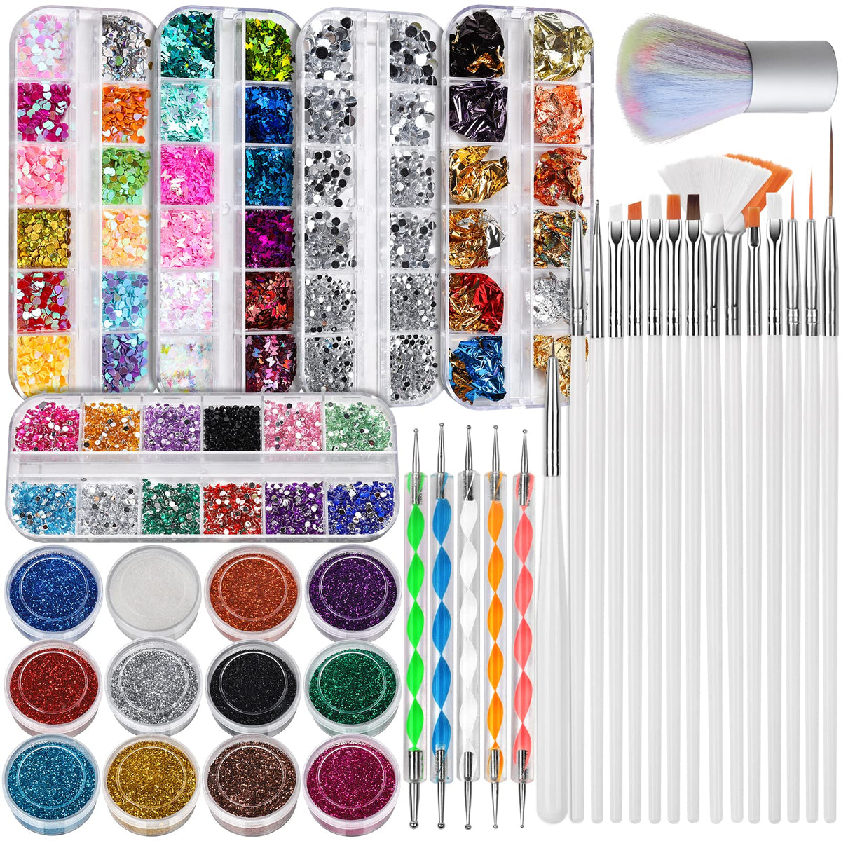 Fandamei full kit layout showing tools and decorations for versatile nail design