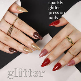 Fandamei glitter nail detail showing dense sparkle for event shine