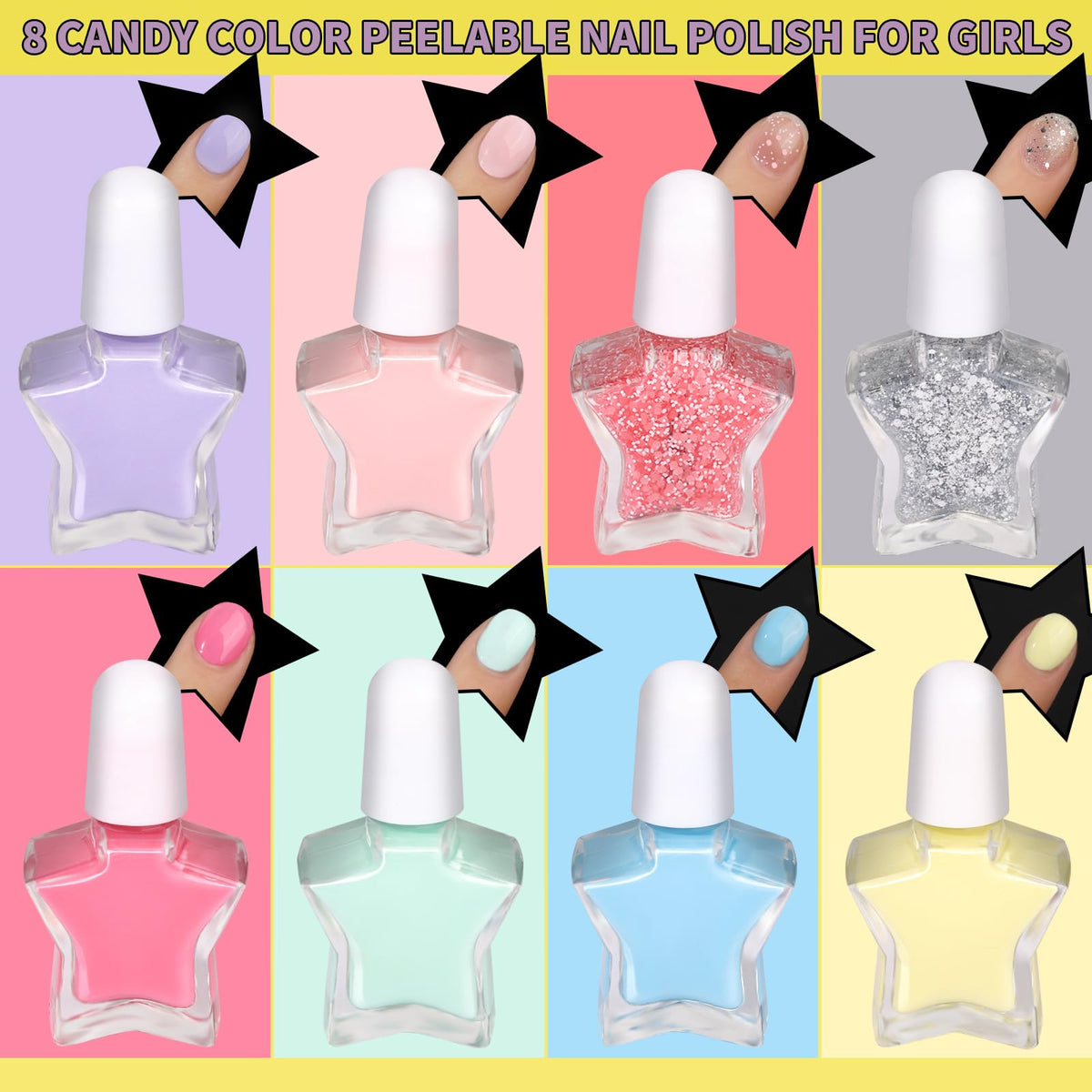 Fandamei peelable polish bottles vibrant candy colors for mess-free play