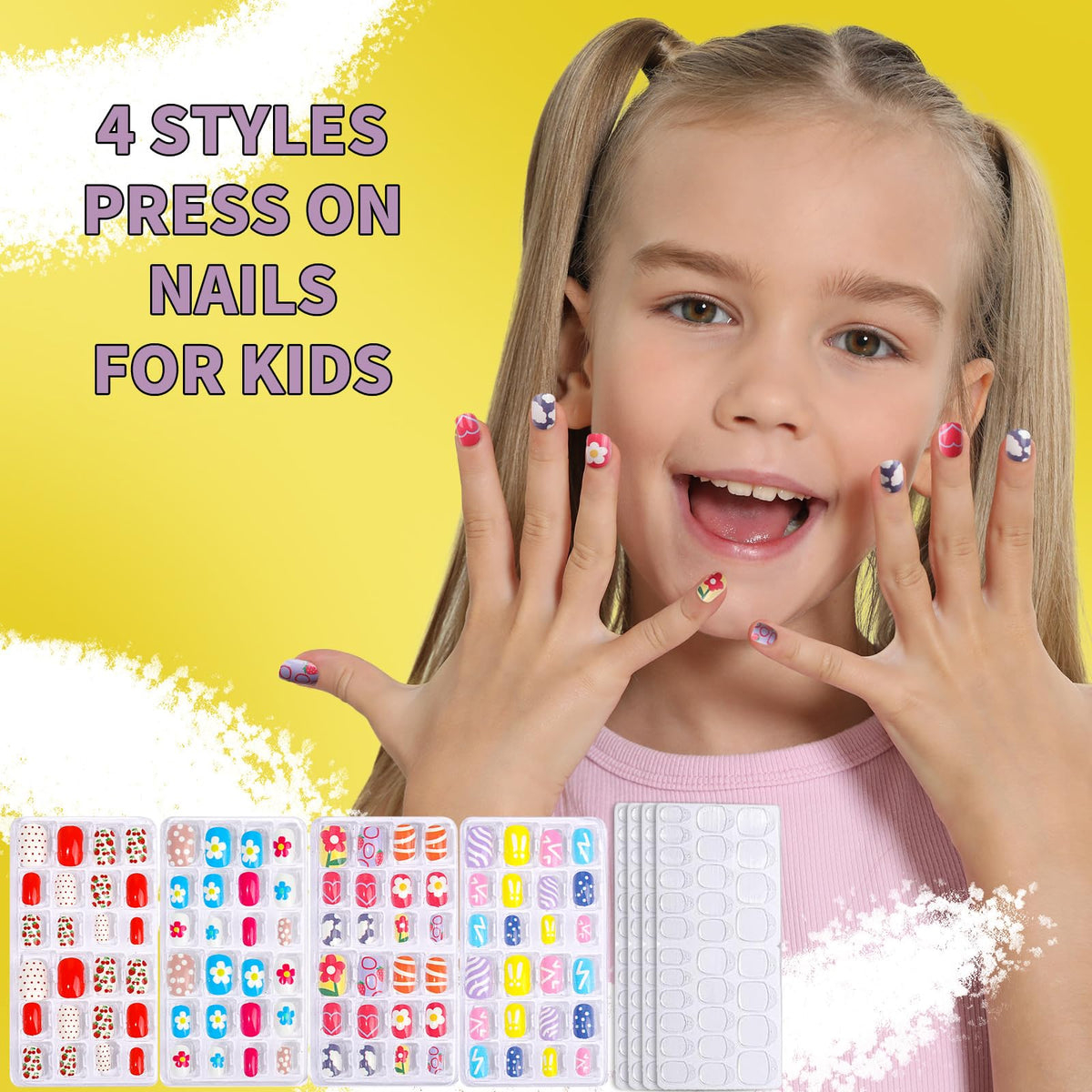 Fandamei press-on nails closeup showing patterns and easy application