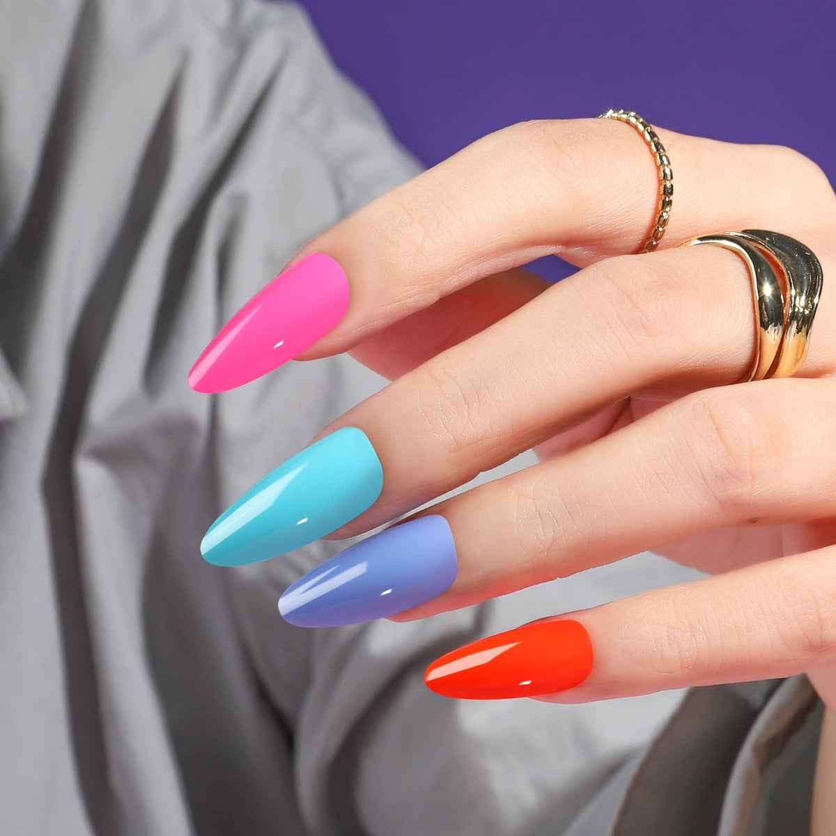 Fandamei nails beside ruler displaying medium almond size and accurate fit