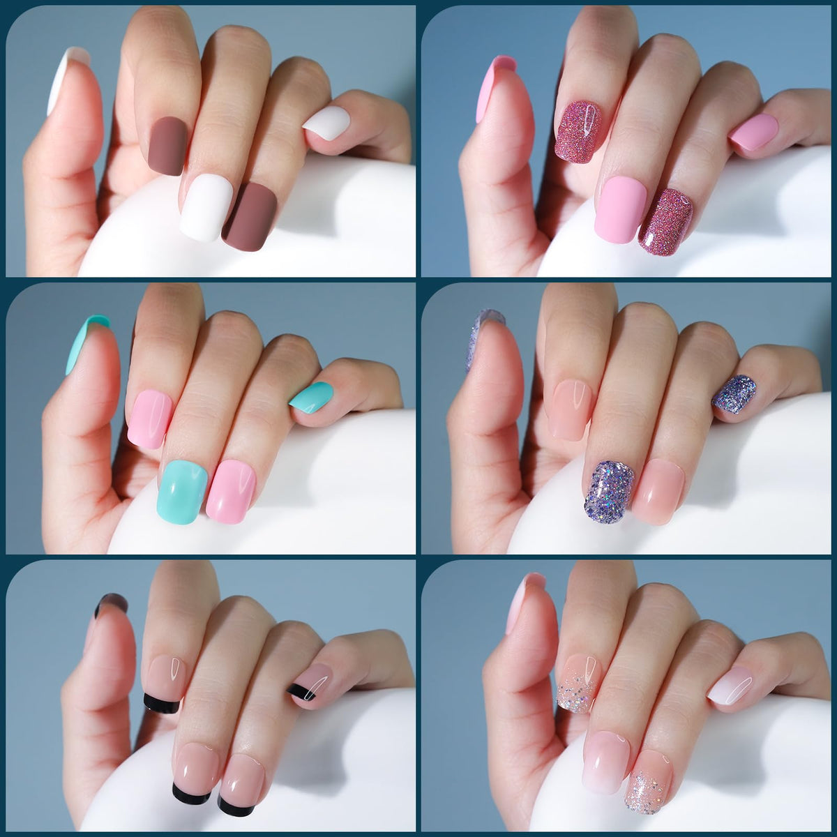 Fandamei nails on hand for size comparison showing short length comfort and everyday wear