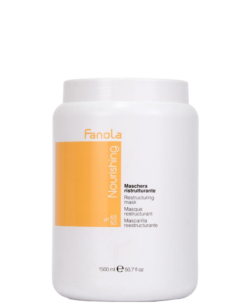 Fanola deep conditioning mask front container showing label and size, conveys professional refill benefit