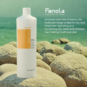 Fanola lifestyle bathroom shelf showing professional product in daily routine
