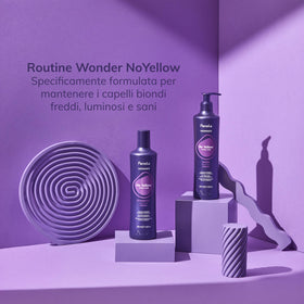 Fanola No Yellow on bathroom shelf lifestyle scene showing easy at-home use